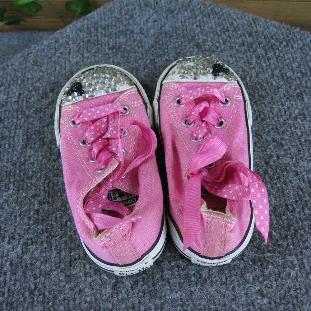 Converse Girls Sneaker All Star Sz T 7 Medium Pink Fabric Lace Up‎